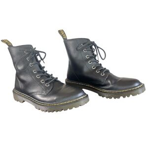 Dr. Martins Luana 7 Eye Combat Boots Black w/Yelllow Stitching Womens Size 9